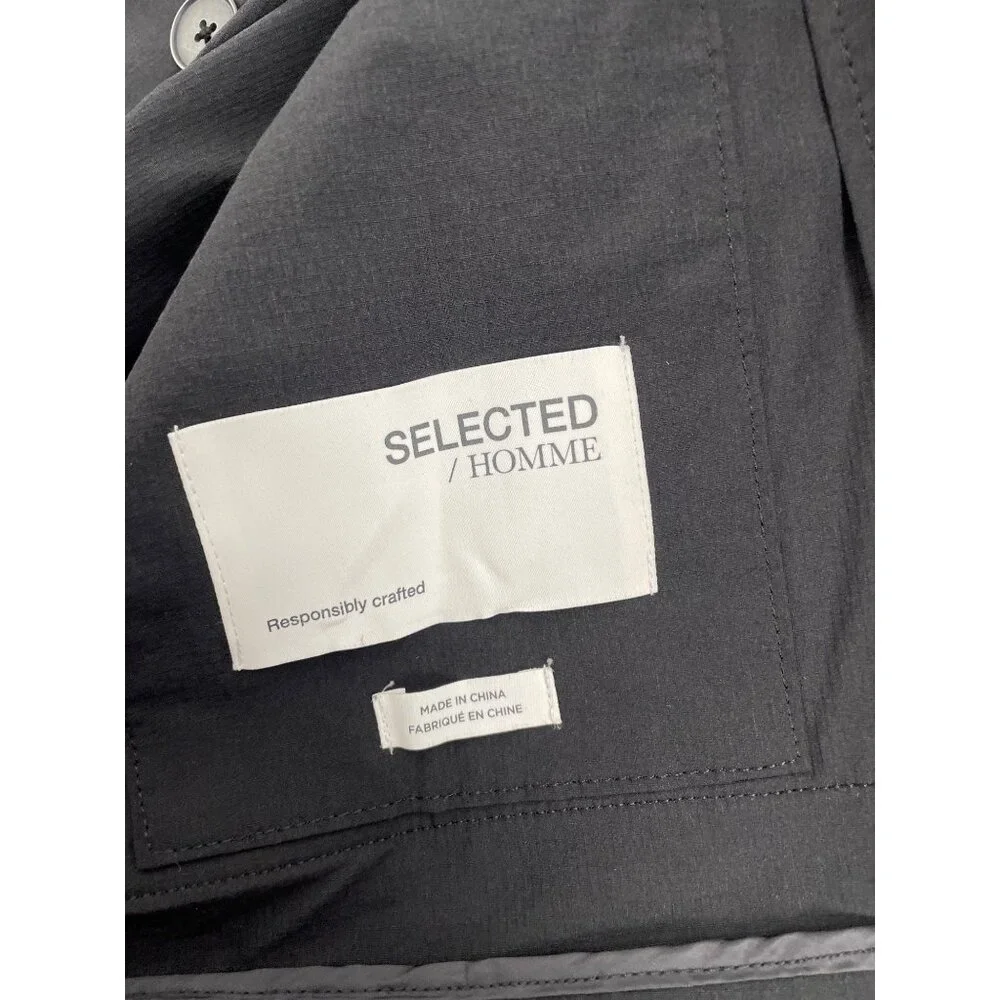 Selected Homme Mens Hybrid Blazer Jacket Large Black Neutral Capsule Wardrobe - Picture 4 of 10